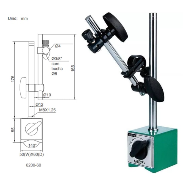 Suporte Magnético sem Ajuste Fino 6200-60 INSIZE 
											-8f605682-f5ba-4595-8c99-04b5c162cfce