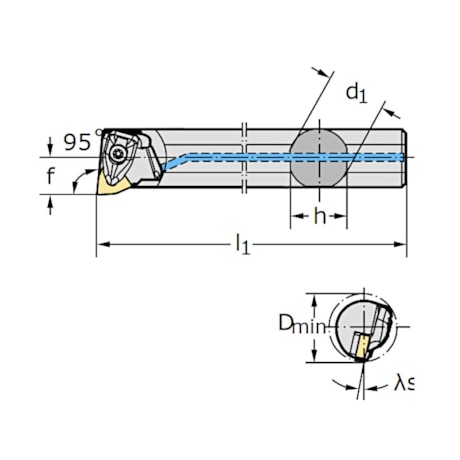 Suporte para Tornear Interno A25 WNMG08 ESQUERDO com Refrigeração A25T-DWLNL08 WALTER-6049be7d-1763-4611-af50-2e983f92695a