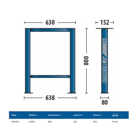 Suporte (Pé) para Bancada 31000 GEDORE-528f35cc-f644-4899-bae9-cb2aede4471f