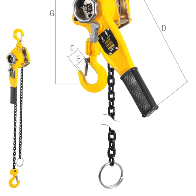 Talha com Alavanca 0,75 tonelada (0,75 tf) Elevação 3,0 m TA 375 6195075003 VONDER-15cc39cb-e4fa-4f56-bc9e-924287f8a67d
