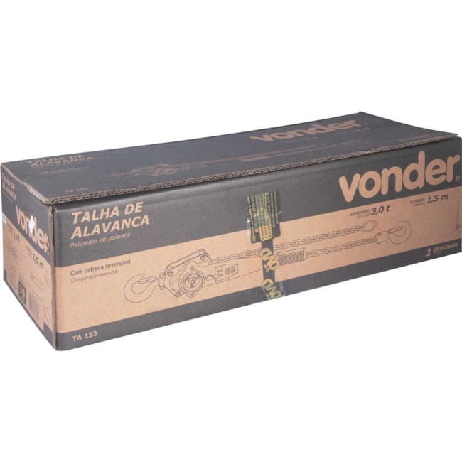 Talha com Alavanca 3,0 toneladas (3,0 tf) Elevação 1,5 m TA 153 6195300015 VONDER-6b30c7f4-b226-43ac-8295-b993c83df4c0