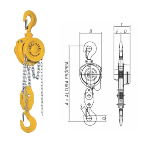 Talha Manual 3000kg x 5 metros COMPACTA NT BERG STEEL-19607685-b8e5-4f05-b5fb-66ac2947d43f