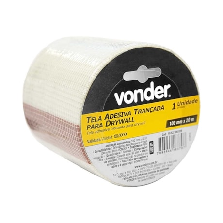 Tela Adesiva Trançada para Drywall 100mm x 20 Metros 1052100020 VONDER