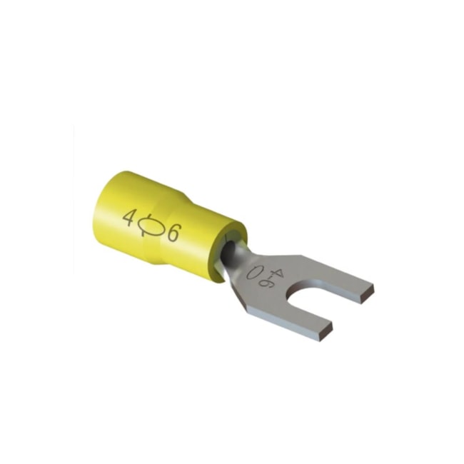 Terminal Pré-isolado Tipo Forquilha 4.0/60.mm M4 Amarelo 20 Peças TPF-6-4 INTELLI-4235eda1-cc36-4bb9-9508-96da14f591cf