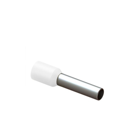 Terminal Pré Isolado Tubular Ilhós Simples 0.50mm 8mm Branco com 100 Peças