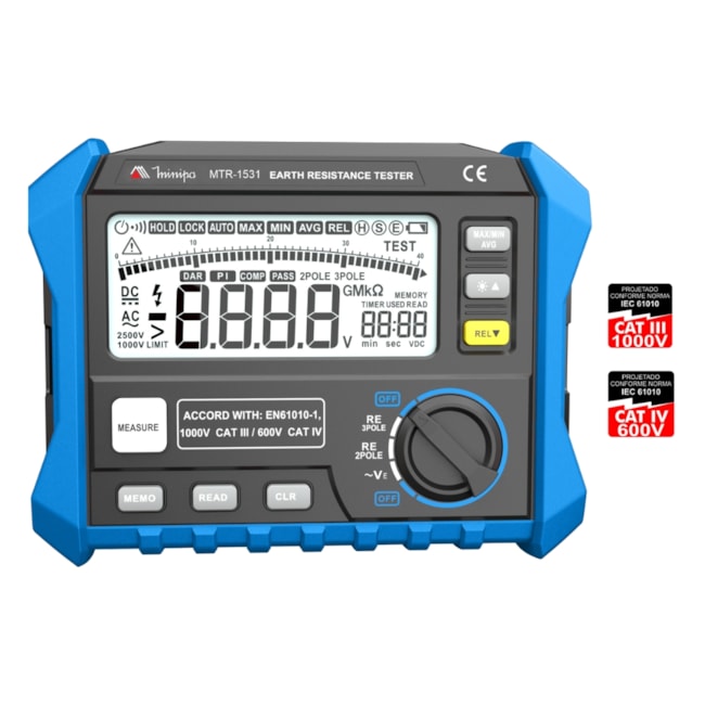 Terrômetro Digital 3000OHM 200V (AC) CAT III 1000V CAT IV 600V MTR-1531 MINIPA-298aded3-c696-46fa-9e53-f6ec6308dfb6