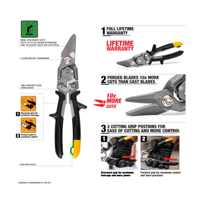 Tesoura de Chapa Tipo Aviação Corte Direito TB-H4-60-R TOUGHBUILT-12db54d3-d130-4918-9497-87572a777ef7