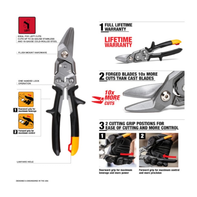 Tesoura de Chapa Tipo Aviação Corte Esquerdo TB-H4-60-L TOUGHBUILT-deae3143-820a-4384-9988-aaa37e8ff048