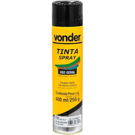 Tinta em Spray Preta Brilhante com 400ML 6250400071 VONDER-62599e65-35f6-4f87-bc24-7caaee2b2d08