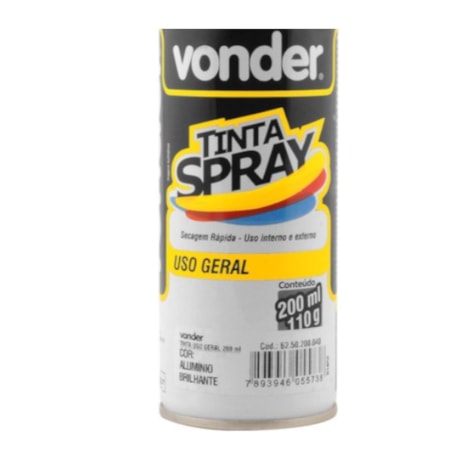 Tinta Spray Alumínio Brilhante 200ml 6250200040 VONDER-0064ba42-0fc2-47e5-9c0c-c42de3b0e532