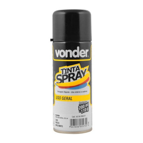 Tinta Spray Preto Brilhante 200ml 6250200071 VONDER