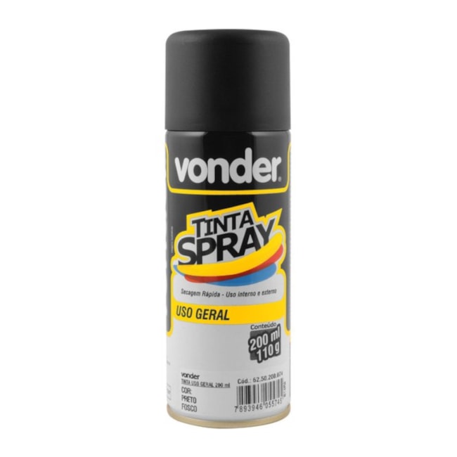 Tinta Spray Preto Fosco 200ml 6250200074 VONDER-b362f032-89b5-4dc4-932e-2d8b4e050533