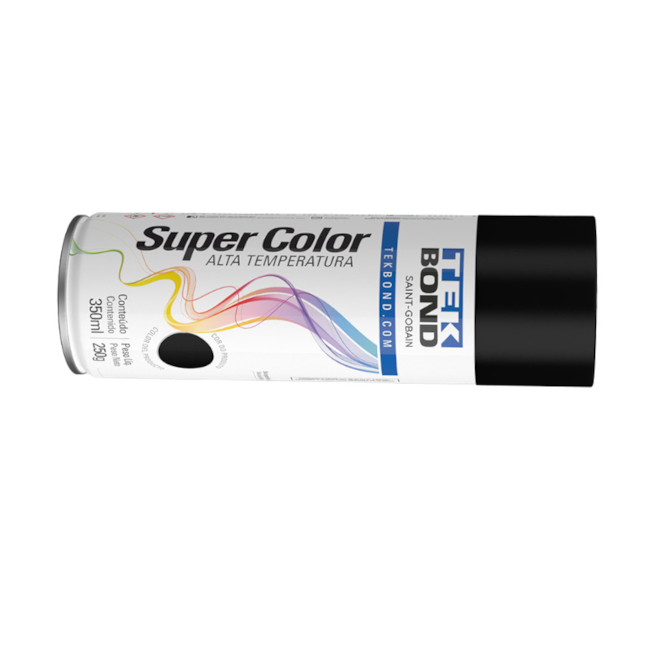 Tinta Spray Super Color Alta Temperatura Preto Fosco 350ml 23371006900 TEKBOND-97aabc02-0e1b-4d86-a3ca-ad868329cbc3