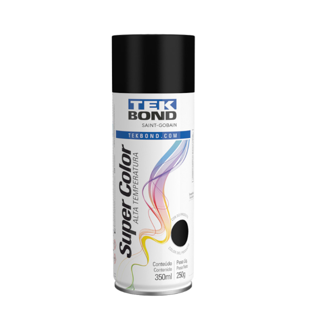 Tinta Spray Super Color Alta Temperatura Preto Fosco 350ml 23371006900 TEKBOND-73052834-84c1-4a10-9bd9-8e3e19bf4036