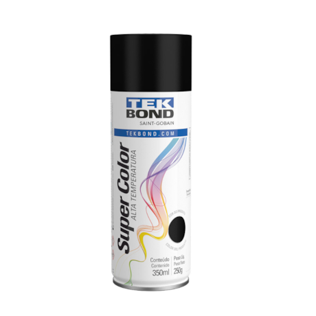 Tinta Spray Super Color Alta Temperatura Preto Fosco 350ml 23371006900 TEKBOND-6f46ec64-6406-49e3-b4d9-91cbc46ffeb9