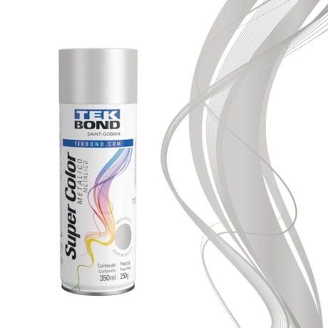 Tinta Spray Super Color Prata Metálico com 350ml 23361006900 TEKBOND-a3e10ba3-d234-436d-a317-d8c6cbf04c16