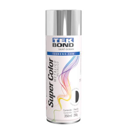 Tinta Spray Super Color Prata Metálico com 350ml 23361006900 TEKBOND