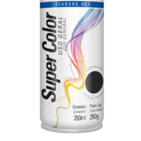 Tinta Spray Super Color Preto Brilhante 350ml 23011006900 TEKBOND-08ba92d7-4d5d-4207-9cec-10adc42b5ac6