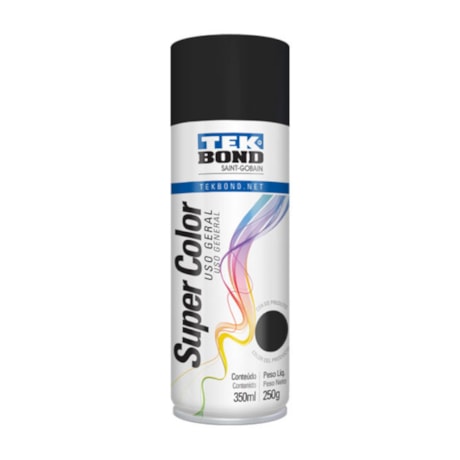 Tinta Spray Super Color Preto Brilhante 350ml 23011006900 TEKBOND-c2b923bd-30a7-4103-9b26-fa3bae296cb8