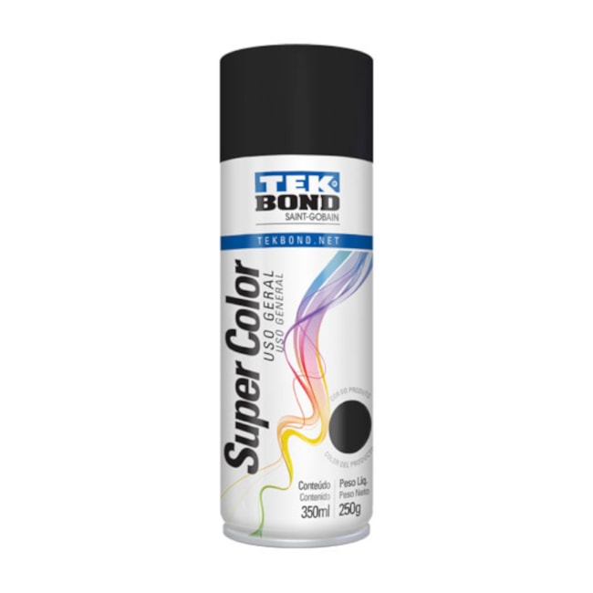 Tinta Spray Super Color Preto Brilhante 350ml 23011006900 TEKBOND-658c9959-2f08-43a2-a6a2-d493c69ac32d