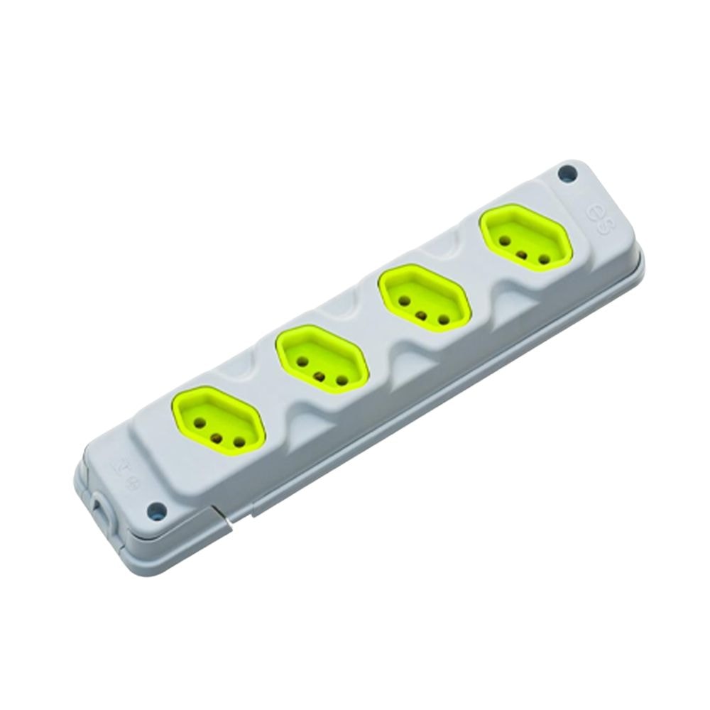 Tomada Barra Múltipla 4 Tomadas 2P+T 20A Cinza/Verde 28300400777
