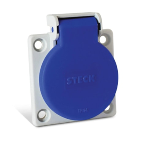 Tomada Industrial de Embutir com tampa Azul 2P+T 20A 250V IP44 S8641AZ STECK-72c16f76-94d2-4a14-8655-1dd40272b03f