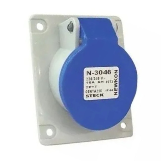 Tomada Industrial de Embutir com tampa Azul 2P+T 32A 250V IP44 N3246-NEWKON STECK-dd306cc1-33c4-4718-9fb5-0e1fd2eddb6a
