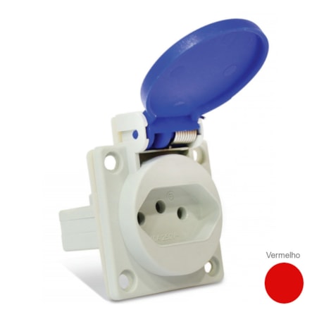 Tomada Industrial de Embutir com tampa Vermelho 2P+T 20A 250V IP44 S8641VM STECK-a3f4e94a-46e8-444b-ab35-46914fa176d5