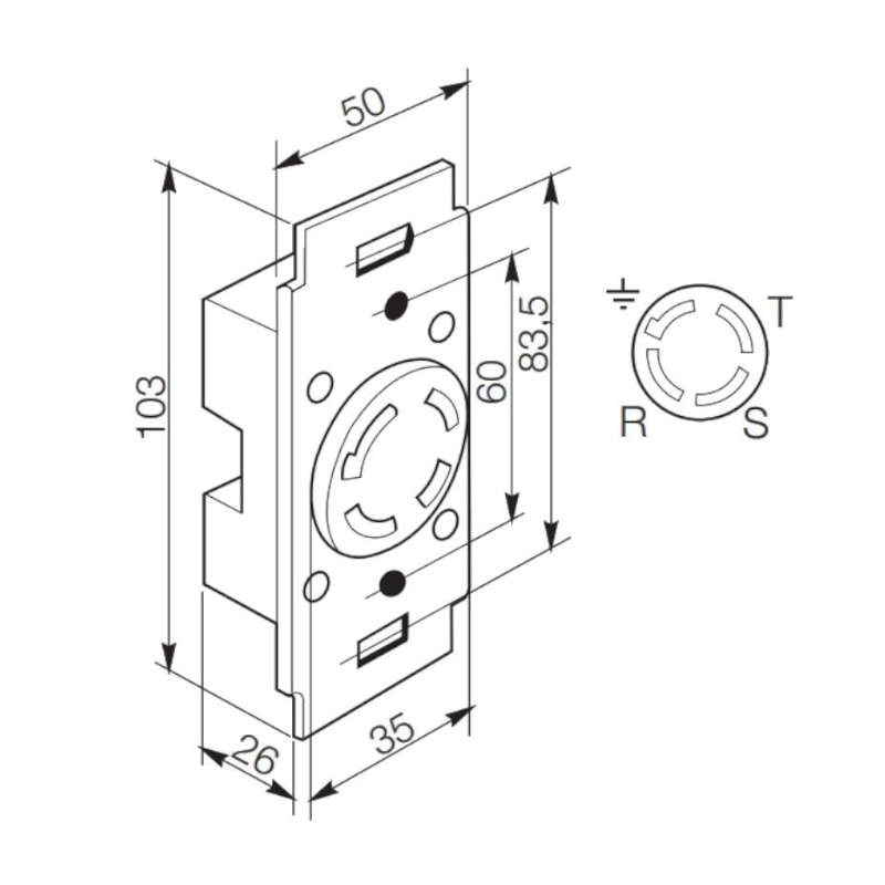 Tomada Industrial de Embutir com Trava 3P+T 30A 440V 56403 PIAL