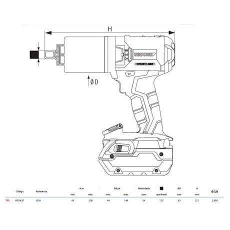 Torqueadeira à Bateria 60-200NM GDA GEDORE SOLUTIONS-0130dae3-a38c-438d-950e-3826e67de400