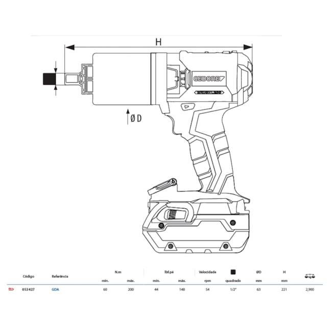 Torqueadeira à Bateria 60-200NM GDA GEDORE SOLUTIONS-19bed846-2741-4d9b-a518-e24a62bbc243