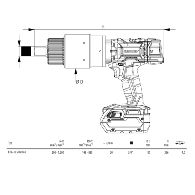 Torqueadeira à Bateria Digital 200-1200Nm LDA-12 GEDORE SOLUTIONS-63bb6ead-d260-4b97-816c-045c144c99c3