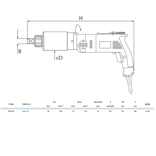 Torqueadeira Elétrica Reta 500Nm LDE-05 GEDORE SOLUTIONS-7ef6753c-c735-45a5-9320-54106f77eb7d