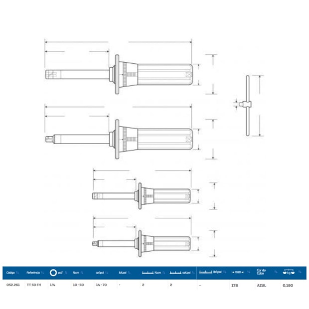 Torquimetro Axial de Torçao com Escala 100Ncm (140OZF.POL) 1/4