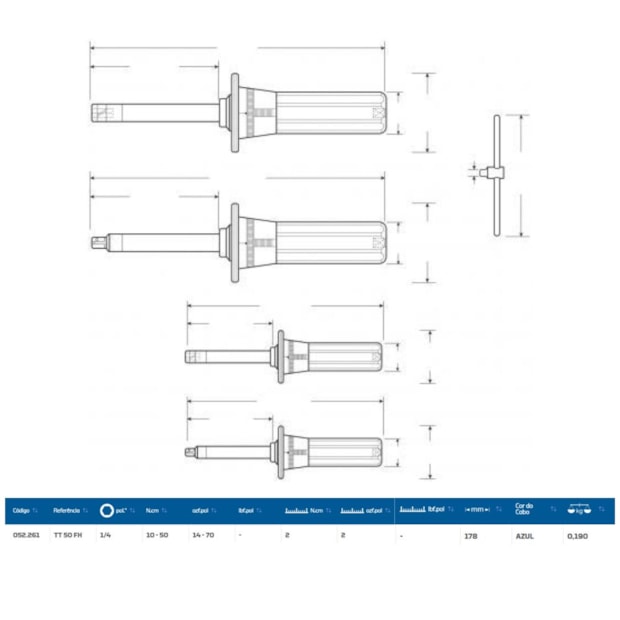 Torquimetro Axial de Torçao com Escala 50Ncm (70OZF.POL) 1/4