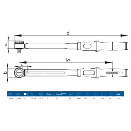 Torquímetro de Estalo 100Nm (75LBS.PE) 1/2