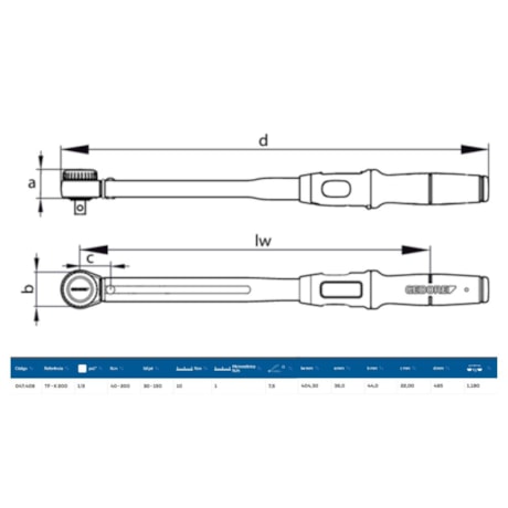 Torquímetro de Estalo 200Nm (150LBS.PE) 1/2