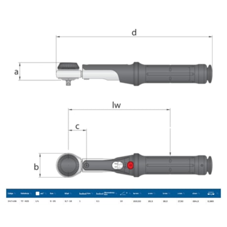 Torquímetro de Estalo 25Nm (19LBS.PE) 1/4