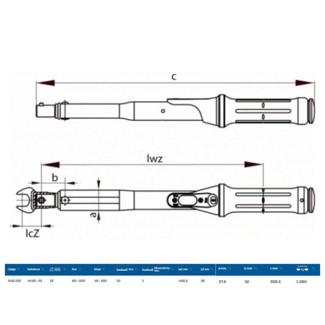 Torquímetro de Estalo 300Nm (220LBS.PE) 16mm 4430-01 GEDORE-d51ee92f-e19f-4e13-8797-d0911015077a