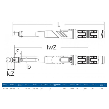 Torquímetro de Estalo 300Nm (220LBS.PE) Cabeça 16mm DMZ-300 GEDORE-b14a8dc2-b12c-410a-83a9-125860d839bc