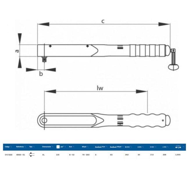 Torquímetro de Estalo 40Nm (350LBS.POL) 3/8