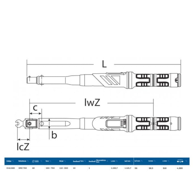 Torquímetro de Estalo (550LBS.PE) 750Nm 22mm DMZ 750 GEDORE-85e5b4c7-4a6b-4e67-a778-3a66c326d796