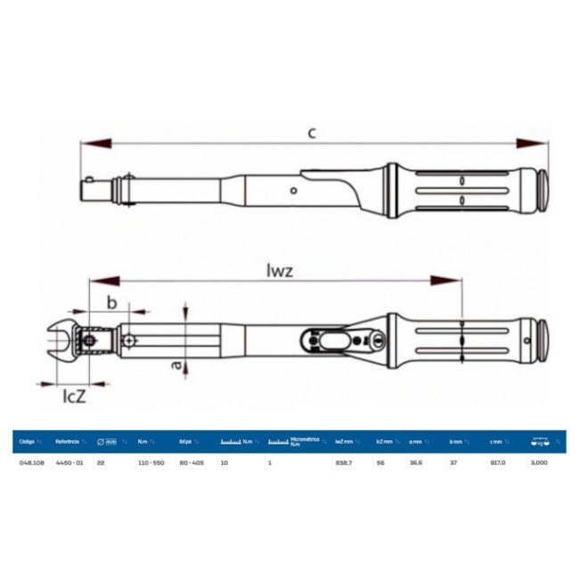 Torquímetro de Estalo 550Nm (405LBF) 22mm 4450-01 GEDORE-c4aaab94-99ae-4d6d-b3fb-f1e9c1075103