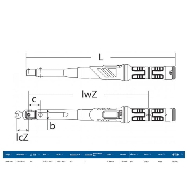 Torquímetro de Estalo (630LBS.PE) 850Nm 22mm DMZ 850 GEDORE-c42864ea-d333-4519-907a-fcbba98a9aa2