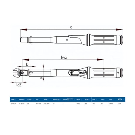 Torquímetro Estalo 400Nm (300LBS.PE) Cabeça 16mm TF-Z400 GEDORE-761d59fb-2323-4a12-ba3e-b991a1a83033
