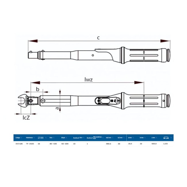 Torquímetro Estalo 400Nm (300LBS.PE) Cabeça 16mm TF-Z400 GEDORE-fecf16cb-f7ab-46b9-9161-dcb30097592e