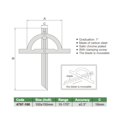 Transferidor de Ângulo Simples 170Gr 100x150mm 4797-100 INSIZE-2b5047d4-d777-4375-a35b-6e32cc96ed9d