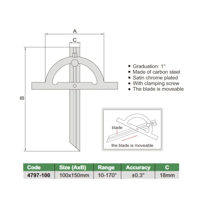 Transferidor de Ângulo Simples 170Gr 100x150mm 4797-100 INSIZE-ae562edf-2082-4d1d-a0af-6e82e19ce0e9