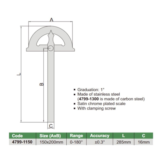Transferidor de Ângulo Simples 180Gr 150x200mm 4799-1150 INSIZE-00d60328-912a-4e65-bd2d-c9e7879d53d0
