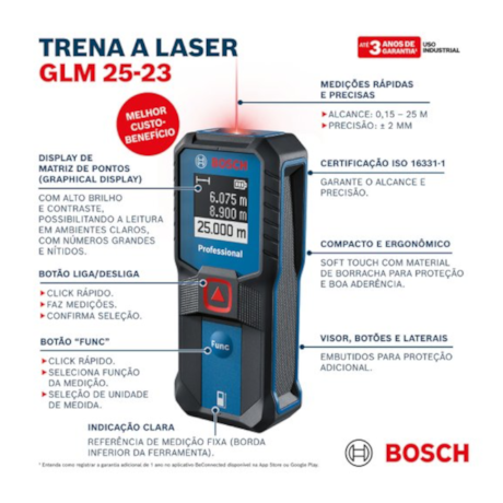 Trena a Laser Vermelho 25 Metros GLM 25-23 BOSCH-a55b8f11-b951-4c16-8471-36afeb55f4e4